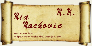 Mia Mačković vizit kartica